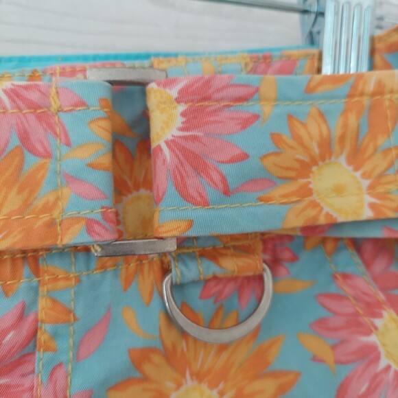 Liz Claiborne Michaela Capri 8 Floral Pants Pink Daisy Flowers Multicolor - Picture 3 of 8